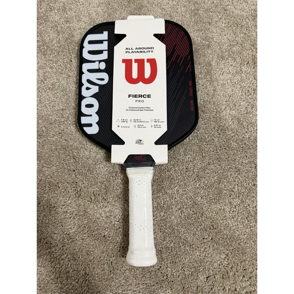 Wilson Fierce Pro 4 1/4 Pickleball Paddle 7.8oz 220g 8 x 16 in 72 sq 13mm